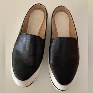 Black and White Leather Mules